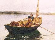 Picknell, William Lamb Man in a Boat china oil painting artist